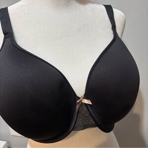 Chantelle Full Coverage Tshirt Underwire Large Band Bra 34 DDDD Black Lace
